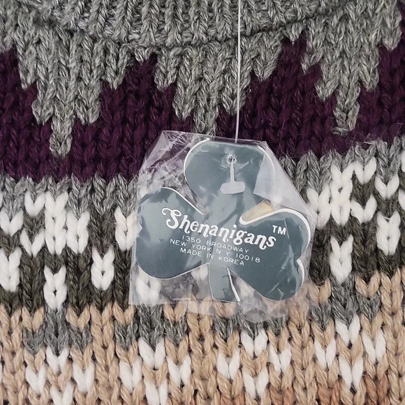 Shenanigans Womens‎ M Vintage Hand Knit Sweater Ramie Floral Nordic Cottage NEW - Picture 8 of 8